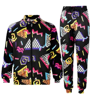 80s 90s Tracksuit for Men Women Retro Hip Hop Outfit Track Suit Windbreaker Set for Couples Costume