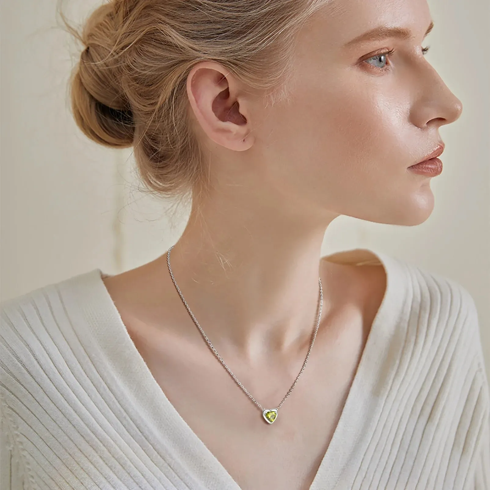 925 Sterling Silver Birthstone Love Heart Necklace - Perfect Birthday & Valentine's Gift for Her