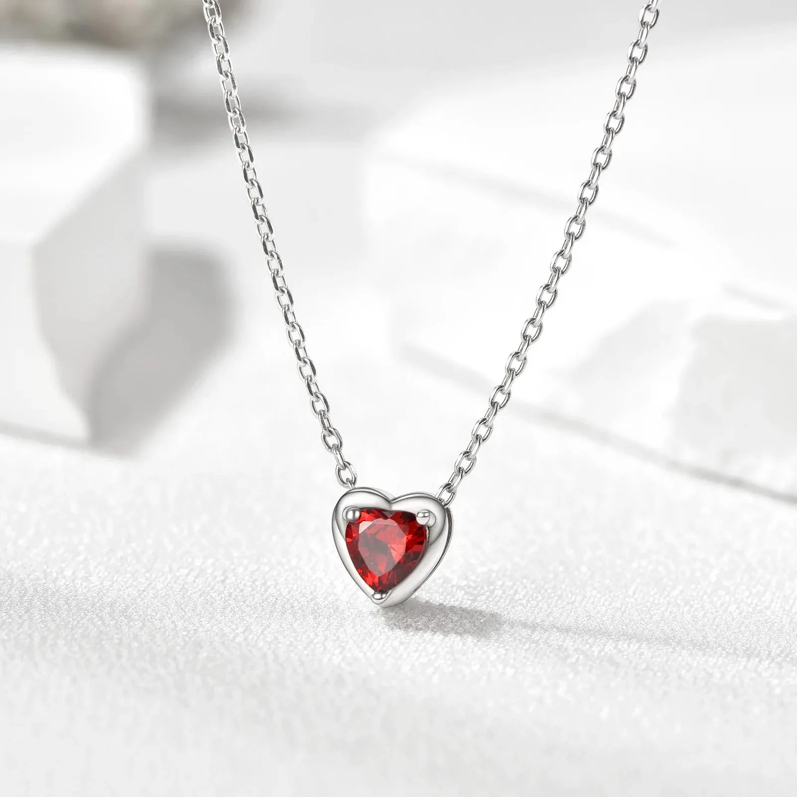 925 Sterling Silver Birthstone Love Heart Necklace - Perfect Birthday & Valentine's Gift for Her