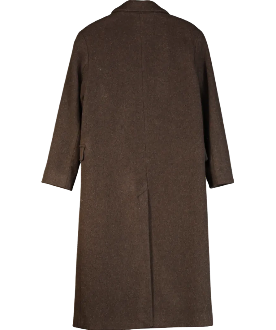 & Other Stories Brown Wool Blend Oversized Midi Length Coat UK XS