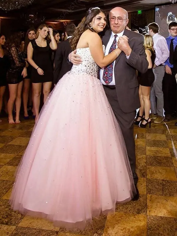 Attractive Elegant Amazing Pink Sweetheart Ball Gown Sleeveless Floor-length Tulle Formal Dress with Rhinestone