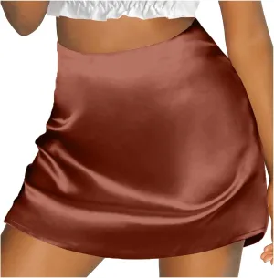 Bed Skirt Full Women's Mini A Line Skirt Skirt High Waist Zipper Satin Ribbon Lined Skirt Skirt Womens Vintage