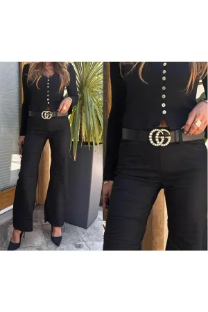 Bevy Flog Amanda Pull On Pants | Black Denim | Offered Online Only