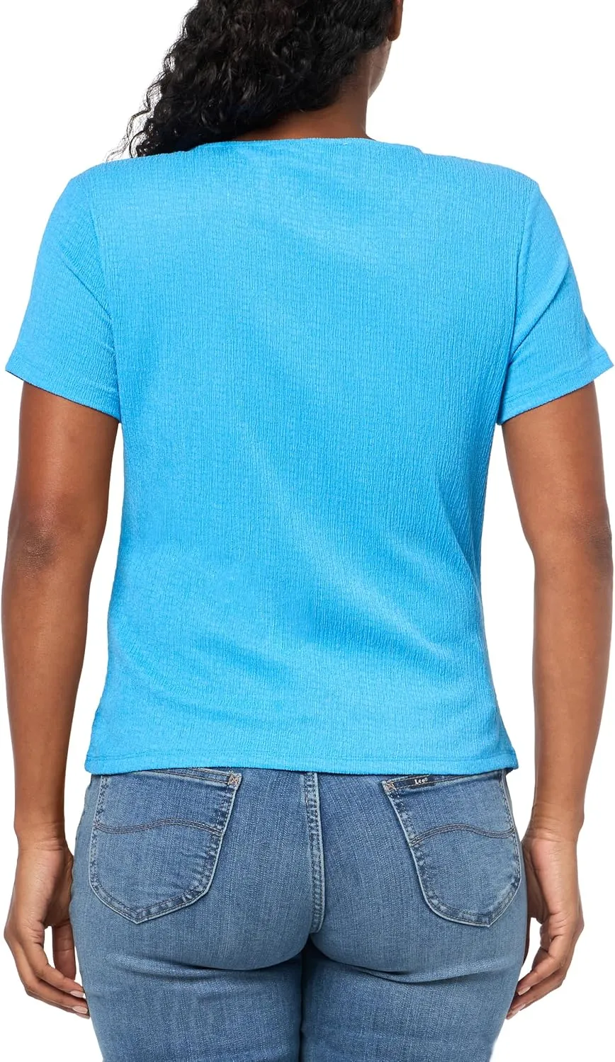 Calvin Klein Women's Ruched Sides Short Sleeve Top