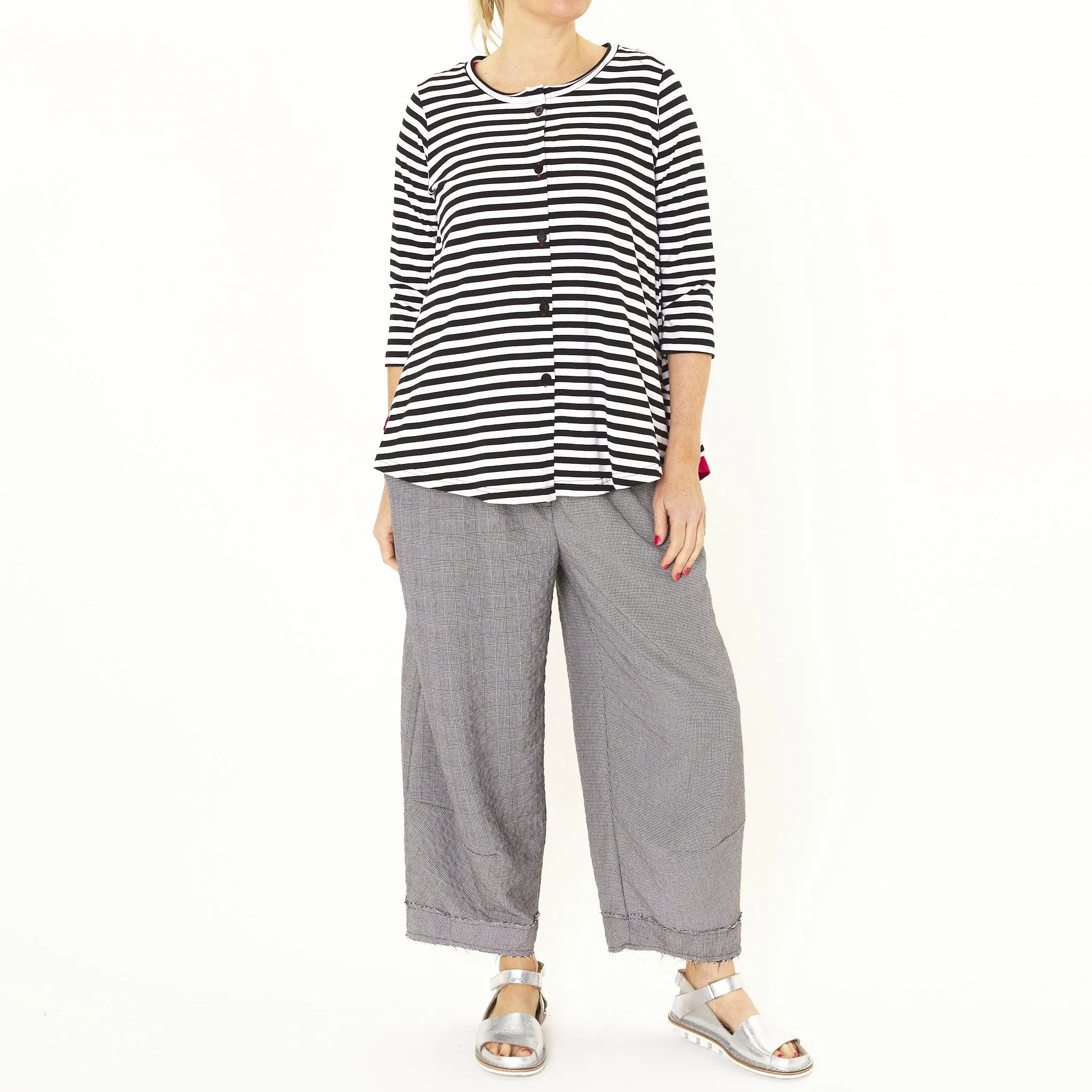 Casey Black White Stripe Cardigan