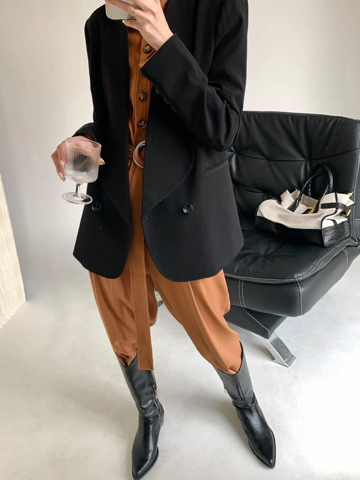 Casual Loose Blazer - Black