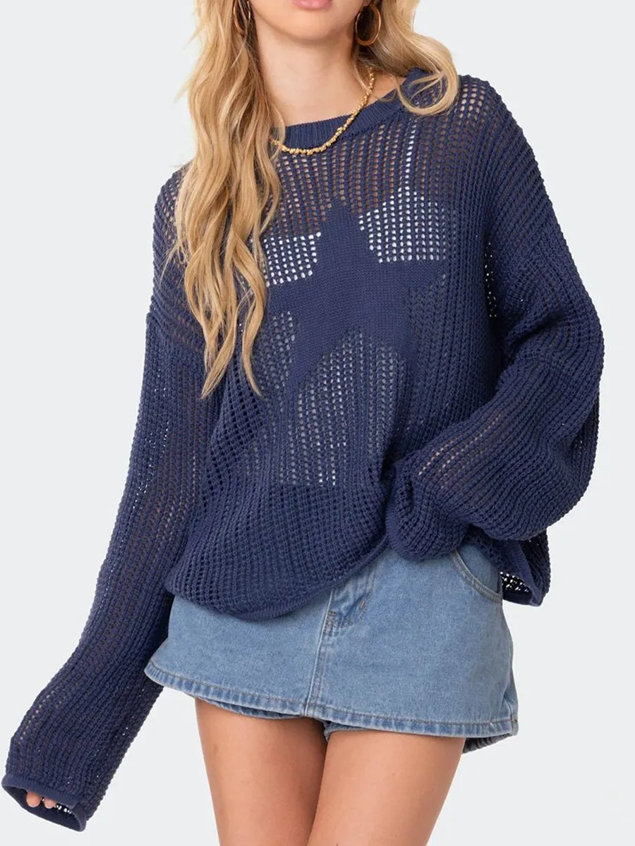 Chic Oversized Hollow Knit Cardigan