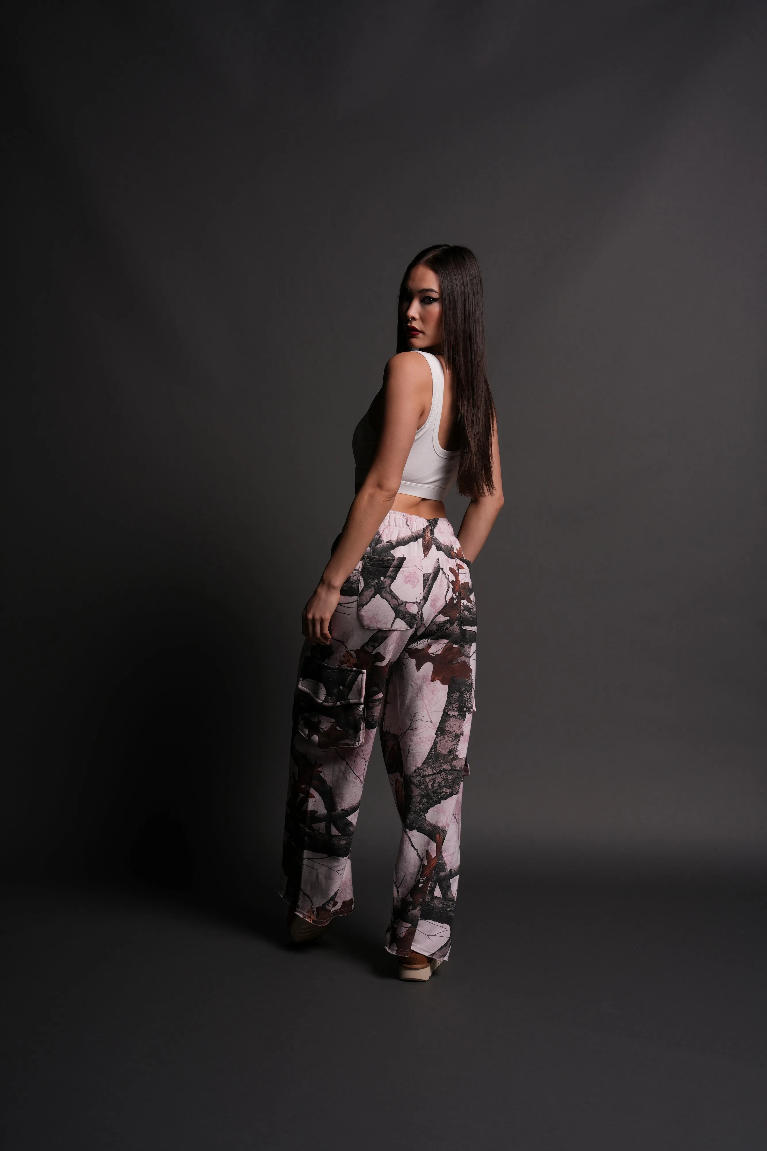 Darc Sport Wolves Durst Cargo Sweats in Baby Pink Woodland Camo