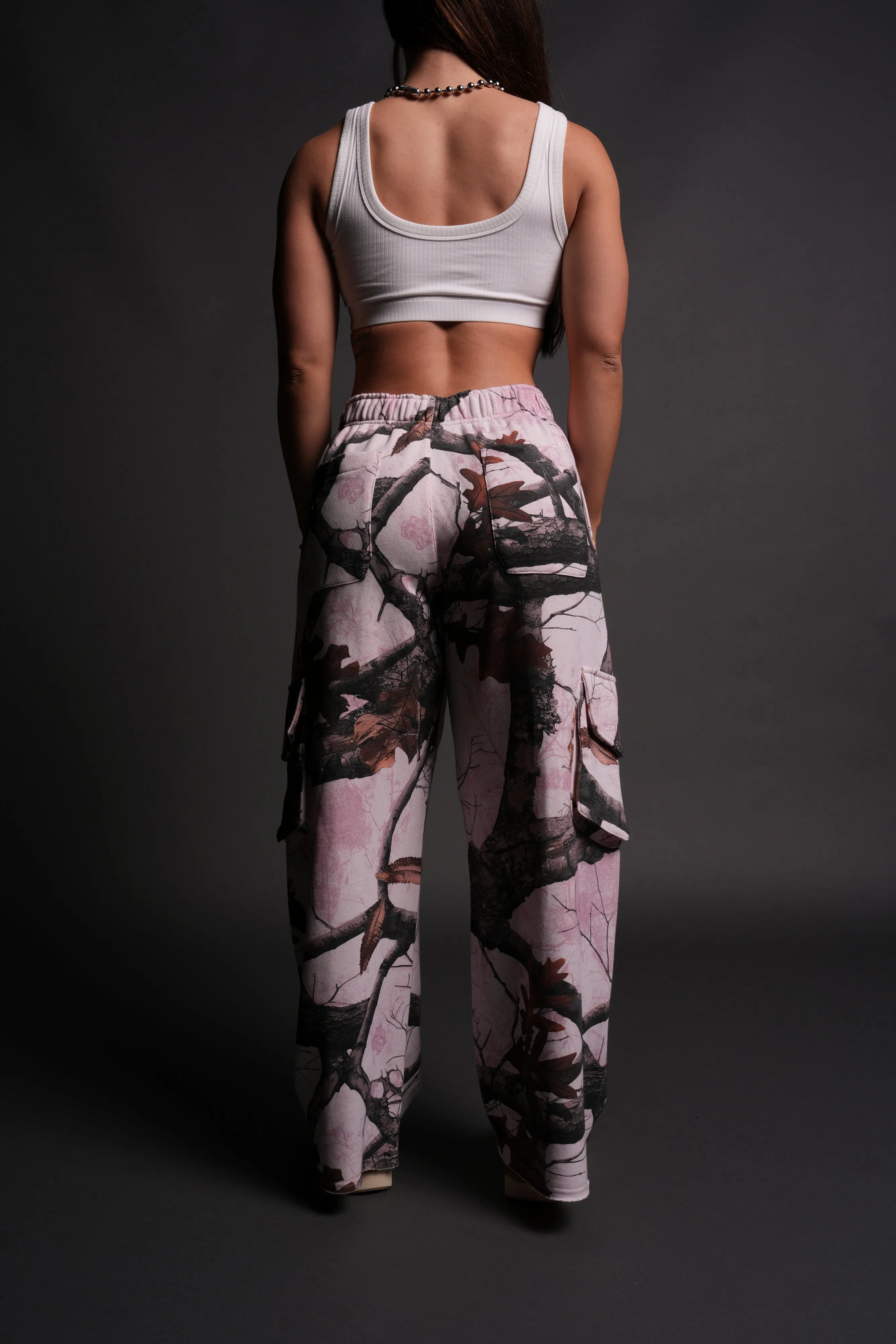 Darc Sport Wolves Durst Cargo Sweats in Baby Pink Woodland Camo