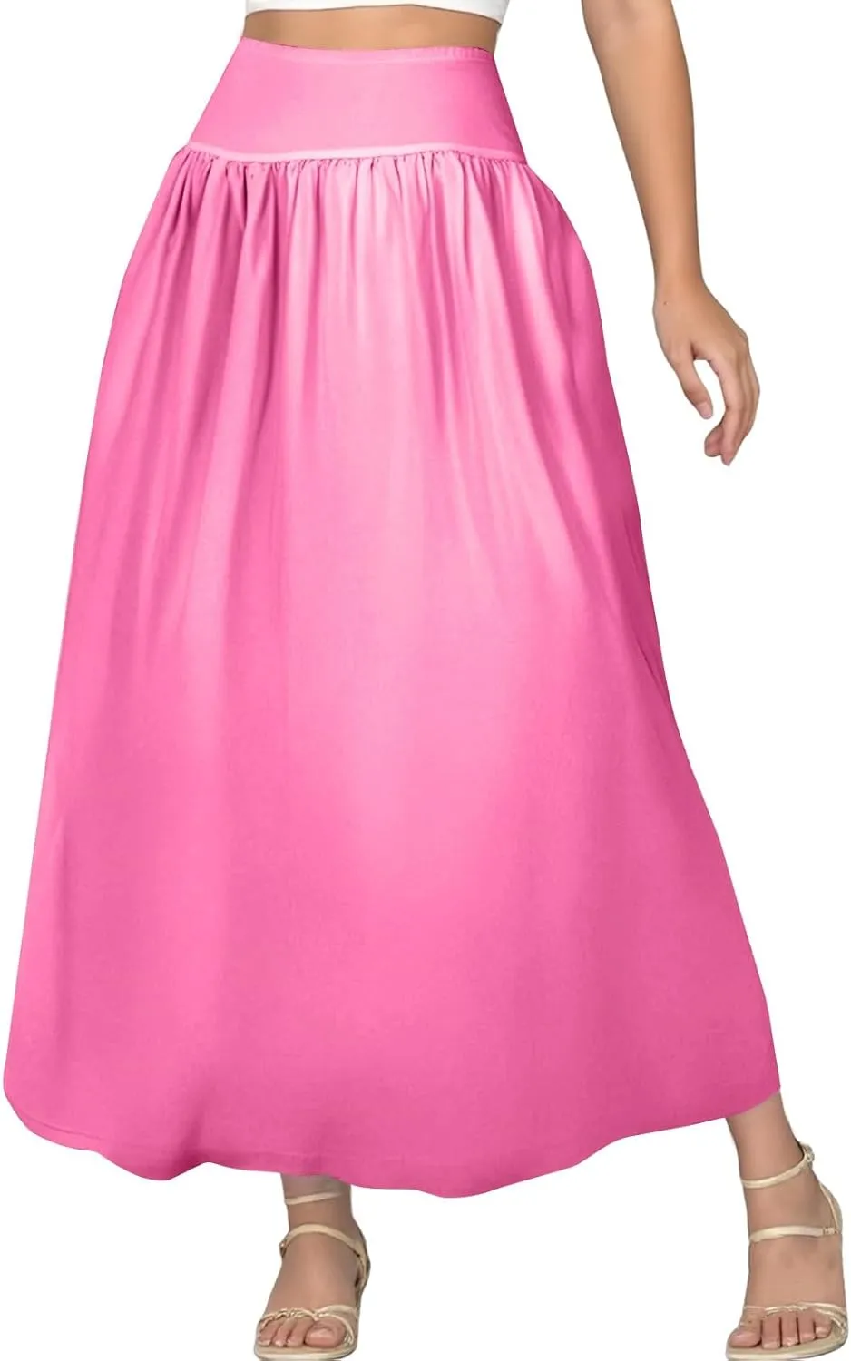 fanmpghleoo Bubble Maxi Skirts for Women Cute Elastic High Waisted Skirts Summer Y2k Casual Balloon Ruffle A Line Long Skirt