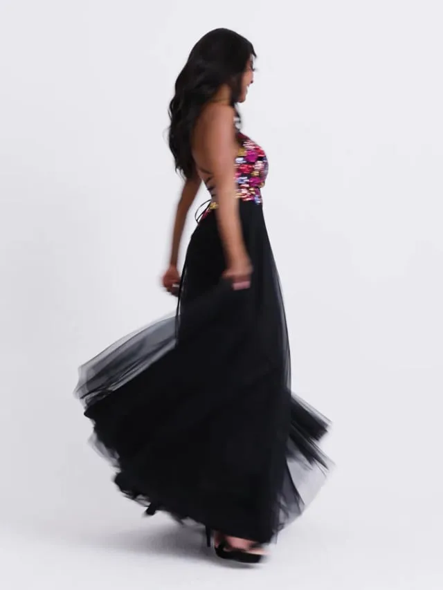 Faviana Floral A-Line Long Prom Dress 11039
