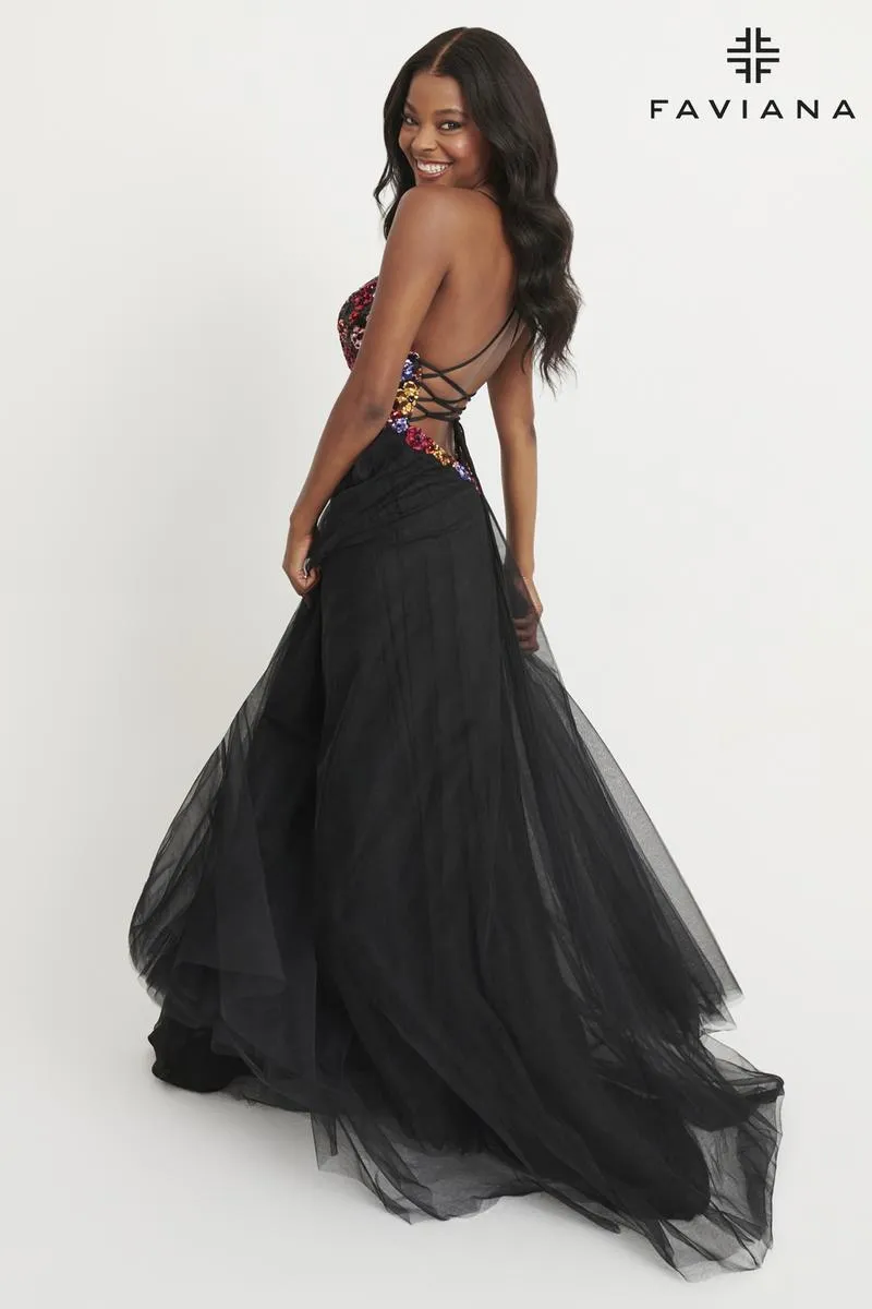 Faviana Floral A-Line Long Prom Dress 11039