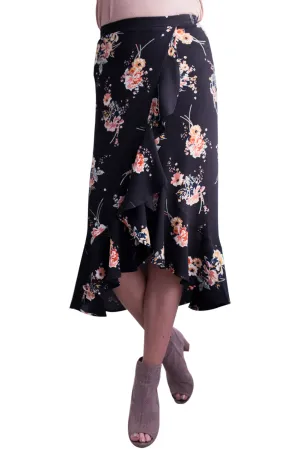Floral Ruffle Wrap Skirt