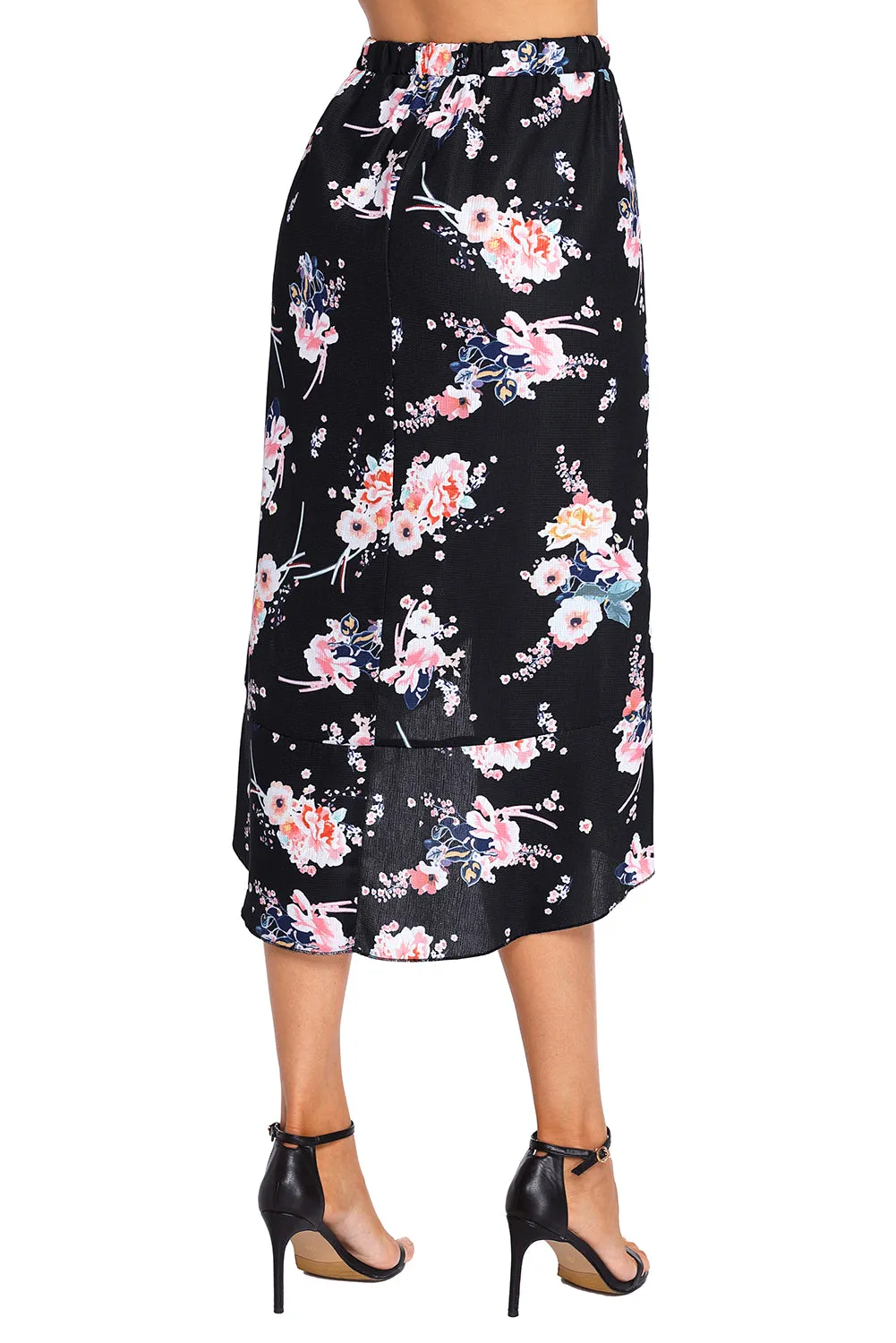 Floral Ruffle Wrap Skirt
