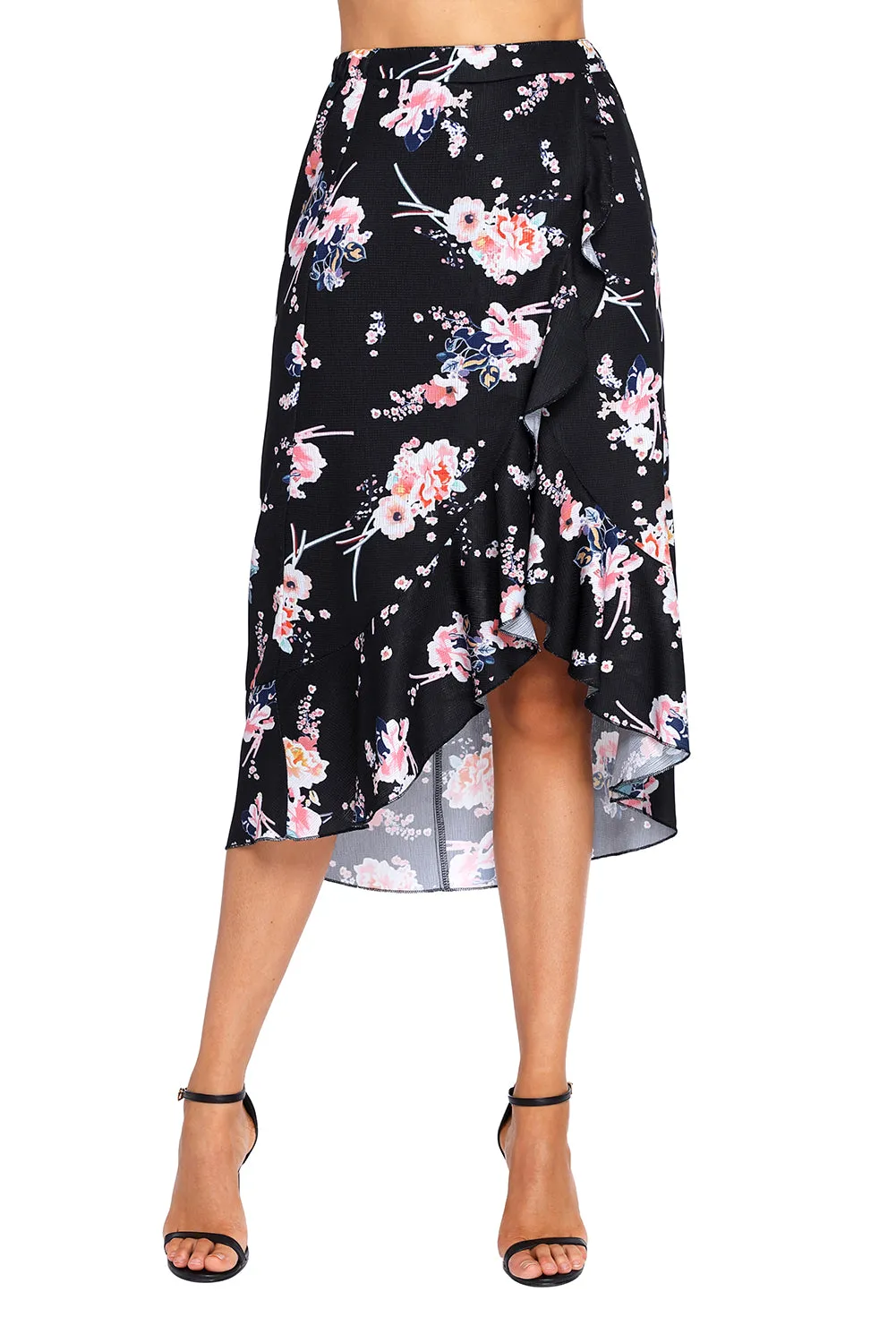 Floral Ruffle Wrap Skirt