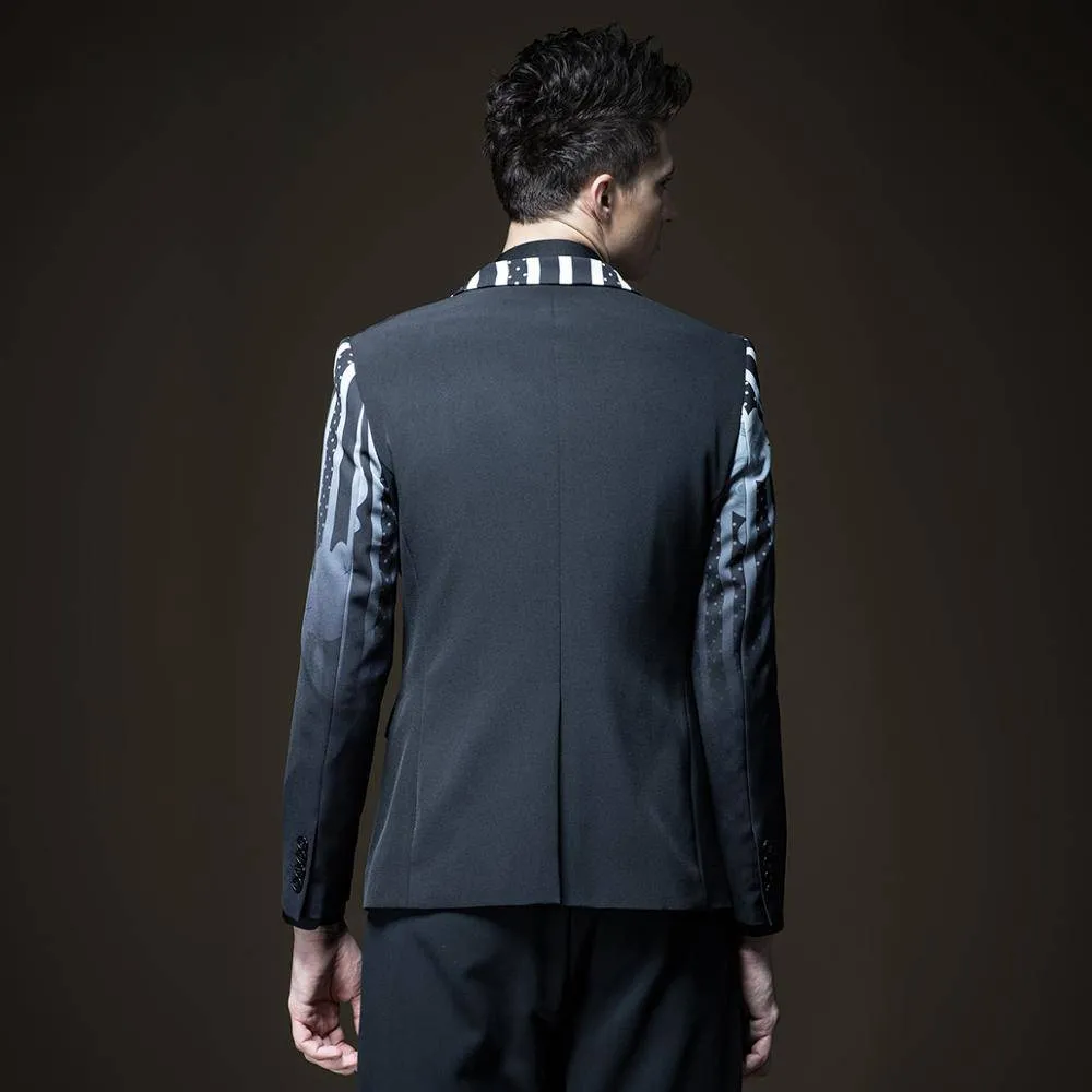 Flower Stripes Dot Mix Print Men Blazer
