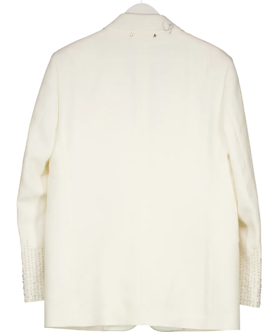 Golden Goose Cream Single Breasted Silk Effect Embroidery Blazer UK XS