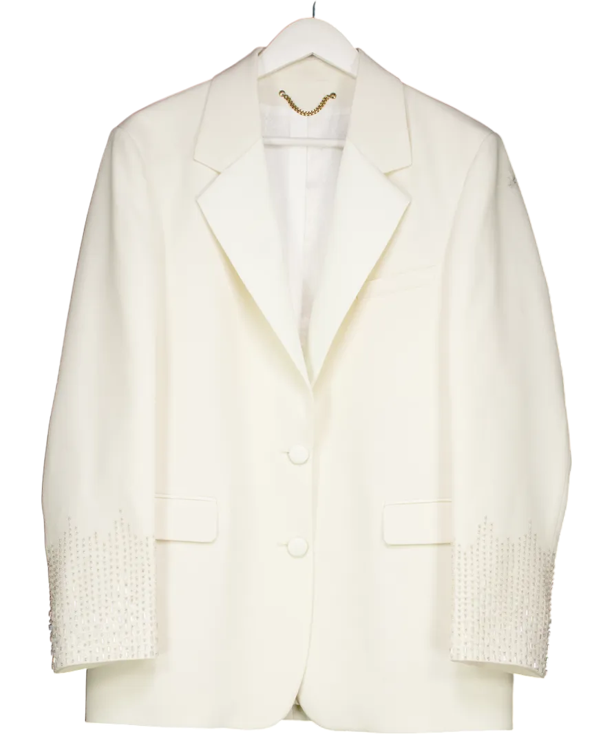 Golden Goose Cream Single Breasted Silk Effect Embroidery Blazer UK XS
