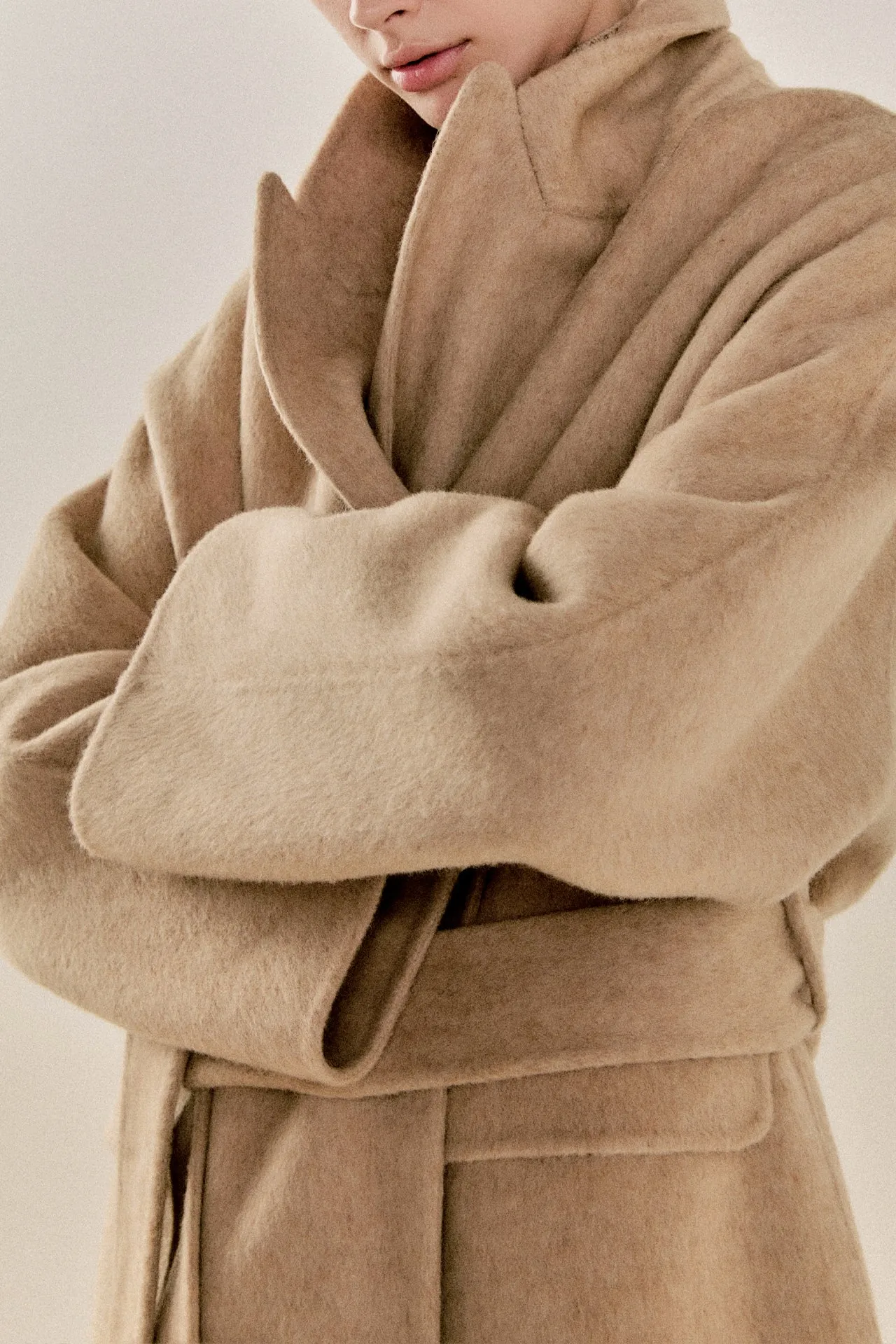 Handmade Wool Blend Belted Maxi Blazer Coat