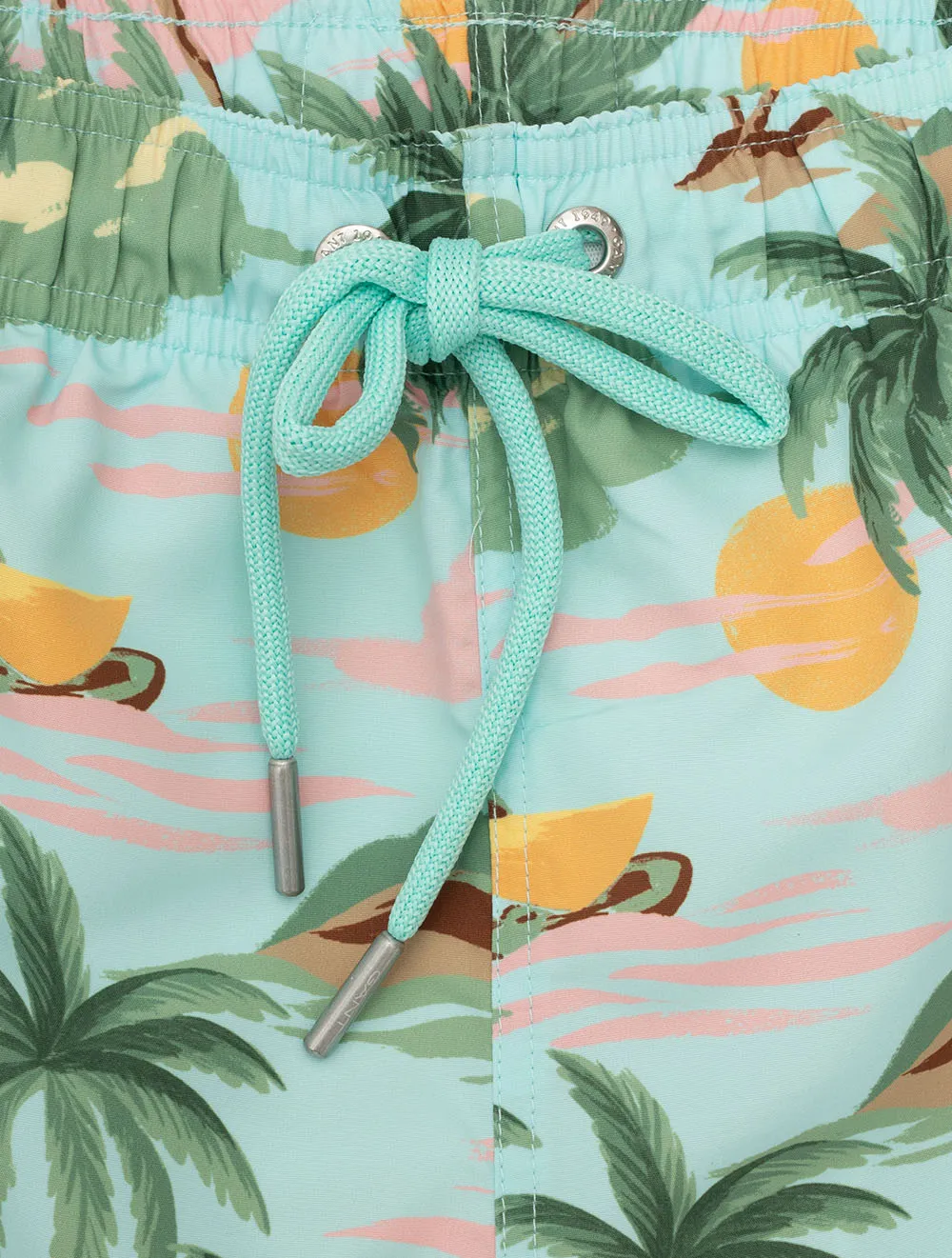 Hawaii Print Swim Shorts Turquoise Mist
