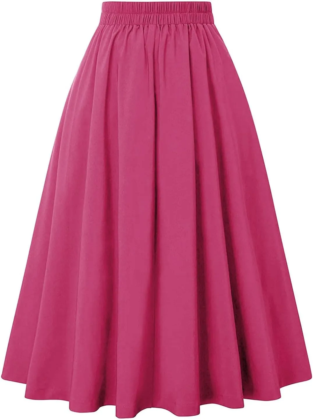 High Waisted Midi Skirt Women Vintage Skirts A Line Swing Skirt Elegant Maxi Skirts Dressy Skirt Elastic Summer Skirt