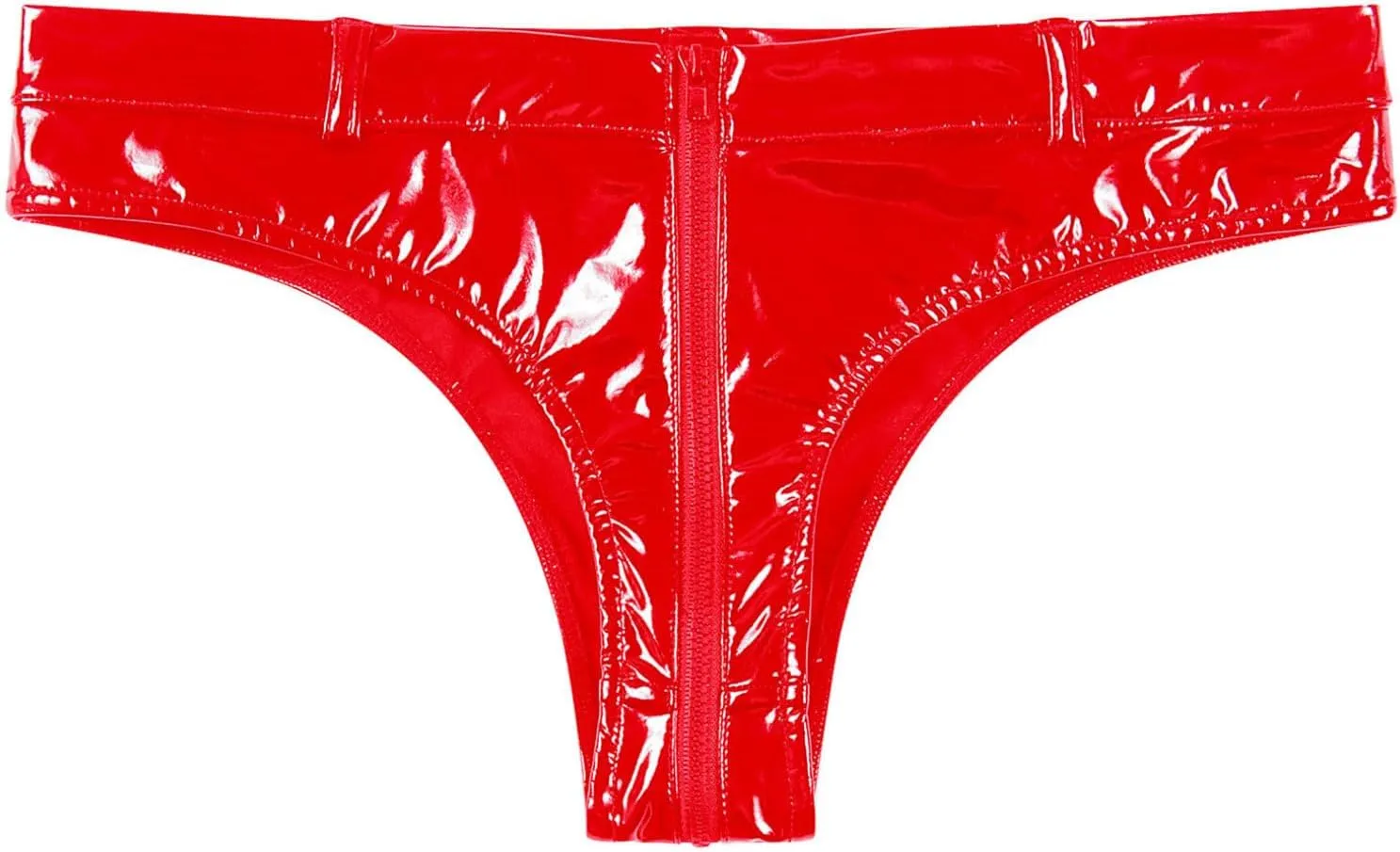 Hularka Men's Sexy Patent Leather Low Rise Underwear Zipper Crotch Briefs Underpants Clubwear