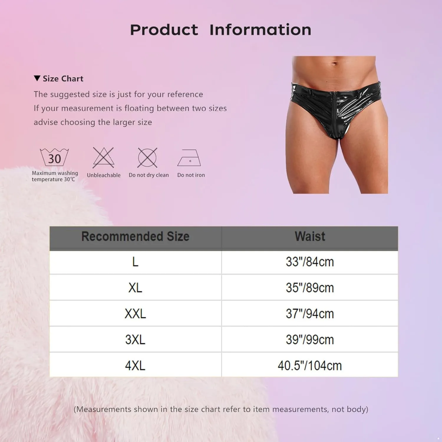 Hularka Men's Sexy Patent Leather Low Rise Underwear Zipper Crotch Briefs Underpants Clubwear