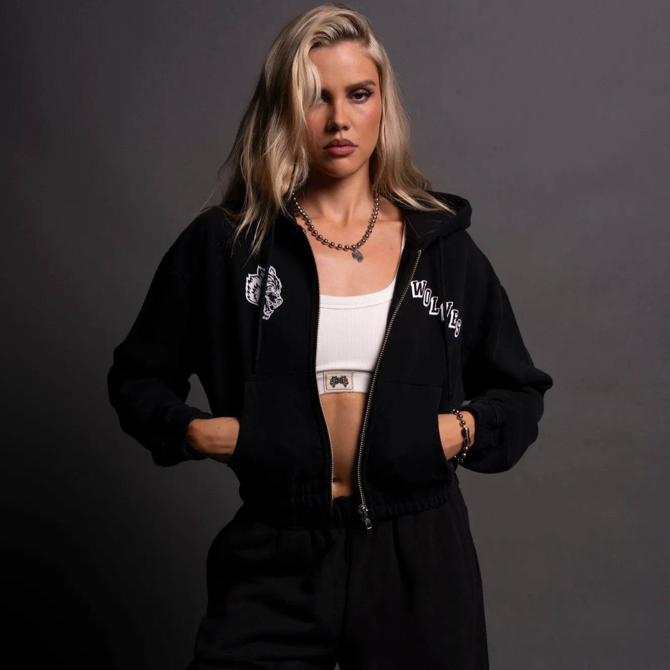 Journey "Chambers" (Cropped) Zip Hoodie in Black
