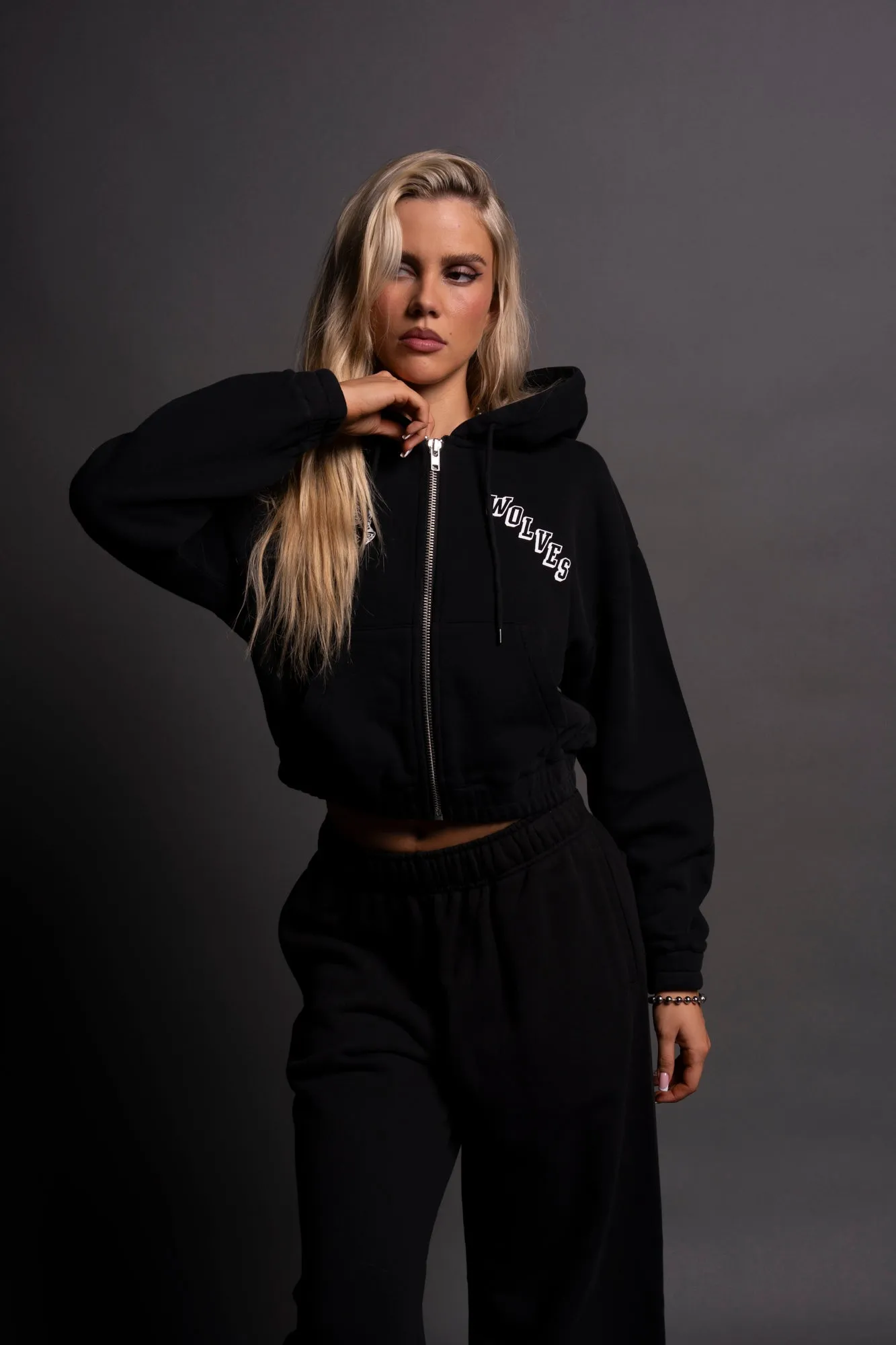Journey "Chambers" (Cropped) Zip Hoodie in Black