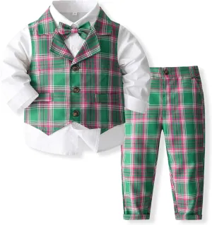 Kimocat Baby Boy Clothes Outfit Suit Long Sleeve Gentleman Tuxedo Vest Wedding Birthday Party Suit