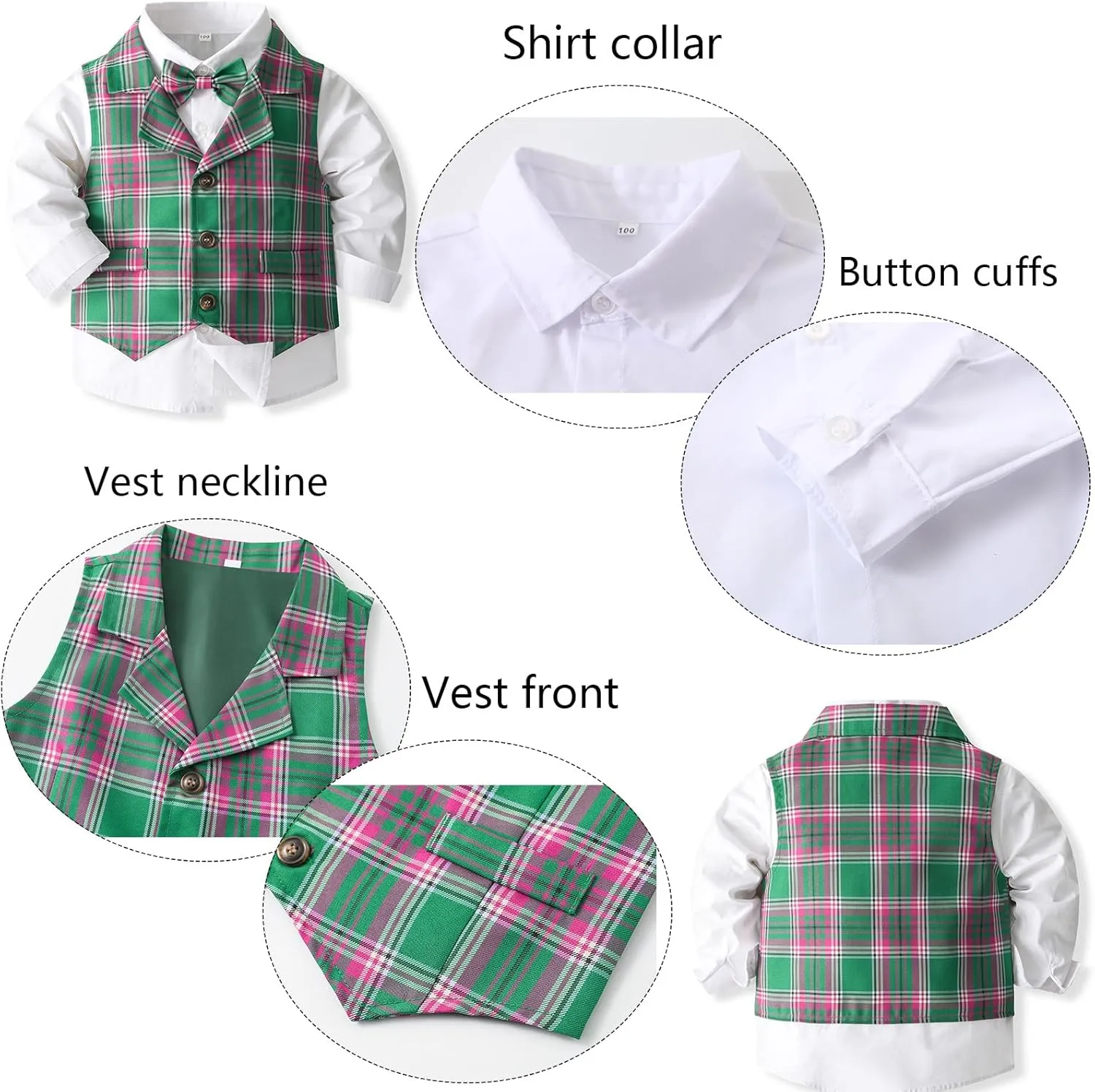 Kimocat Baby Boy Clothes Outfit Suit Long Sleeve Gentleman Tuxedo Vest Wedding Birthday Party Suit