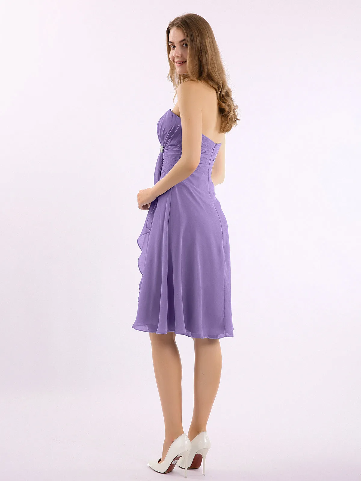 Knee Length Chiffon Dress with Sweetheart Neck-Tahiti Plus Size