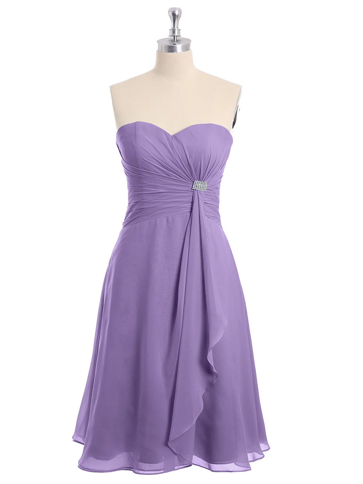 Knee Length Chiffon Dress with Sweetheart Neck-Tahiti Plus Size