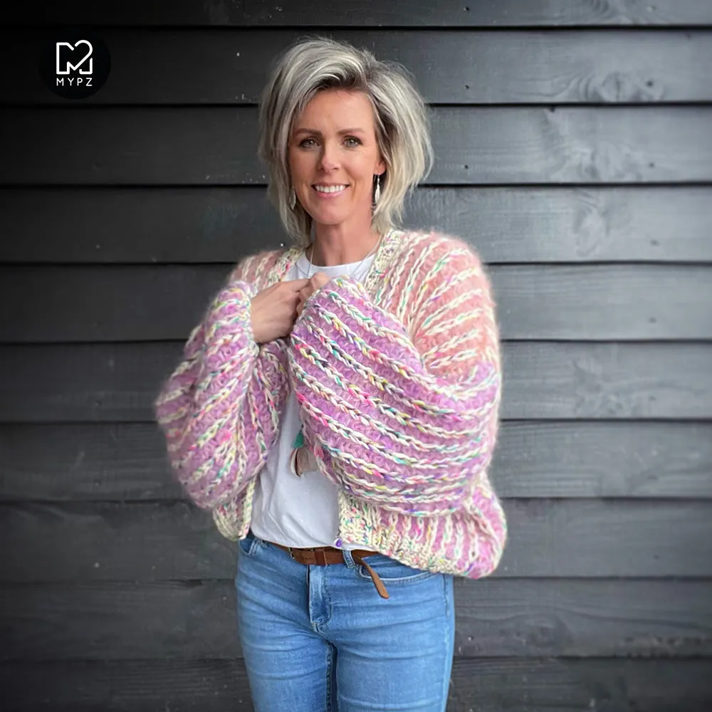 Knitting Kit – MYPZ Short Chunky Mohair Rib Cardigan Blush No.12 (ENG-NL)