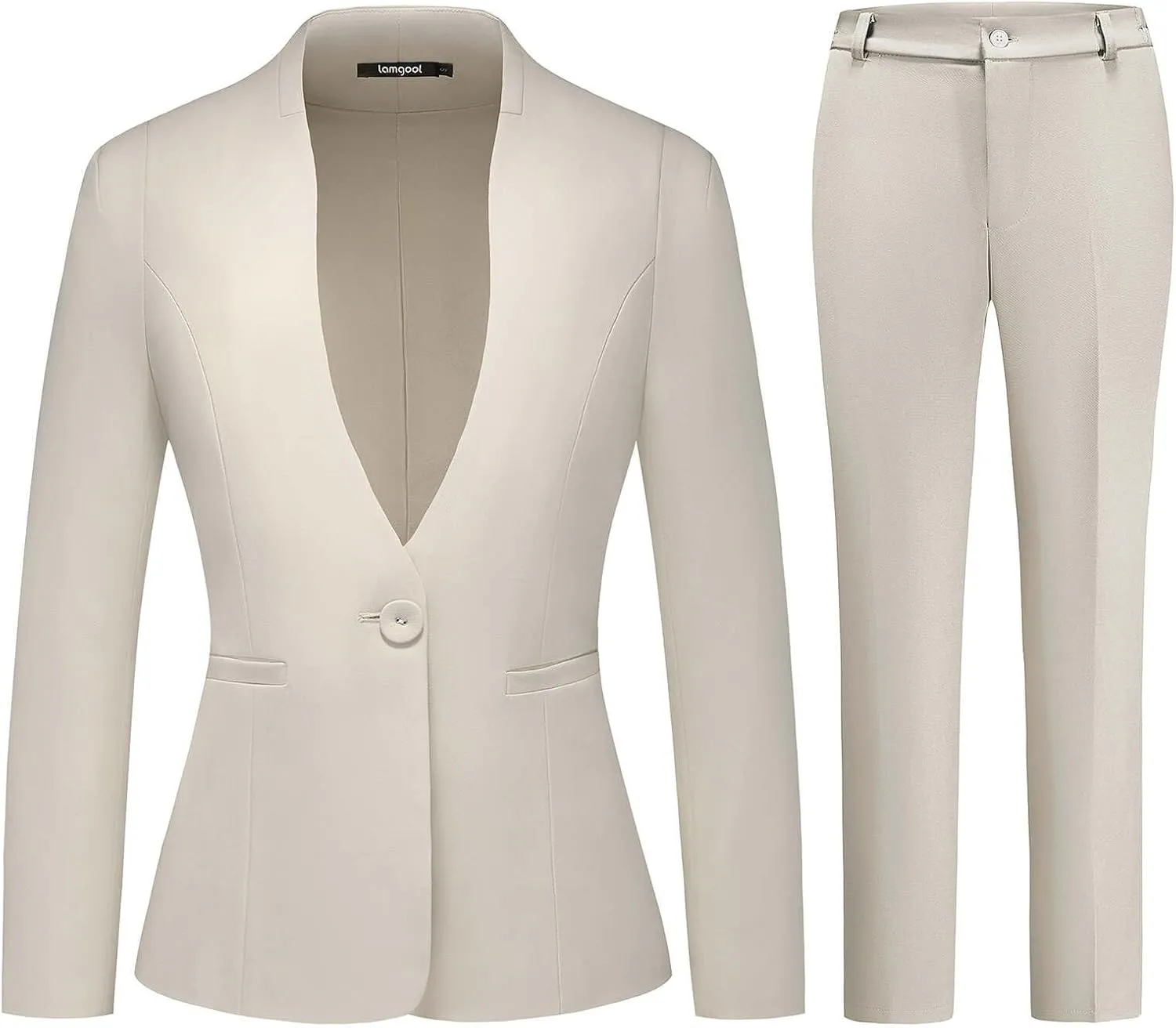 Lamgool Womens Pant Suit 2 Pieces Business Casual Outfits Lady's Blazer Jacket and Pants Set for Work