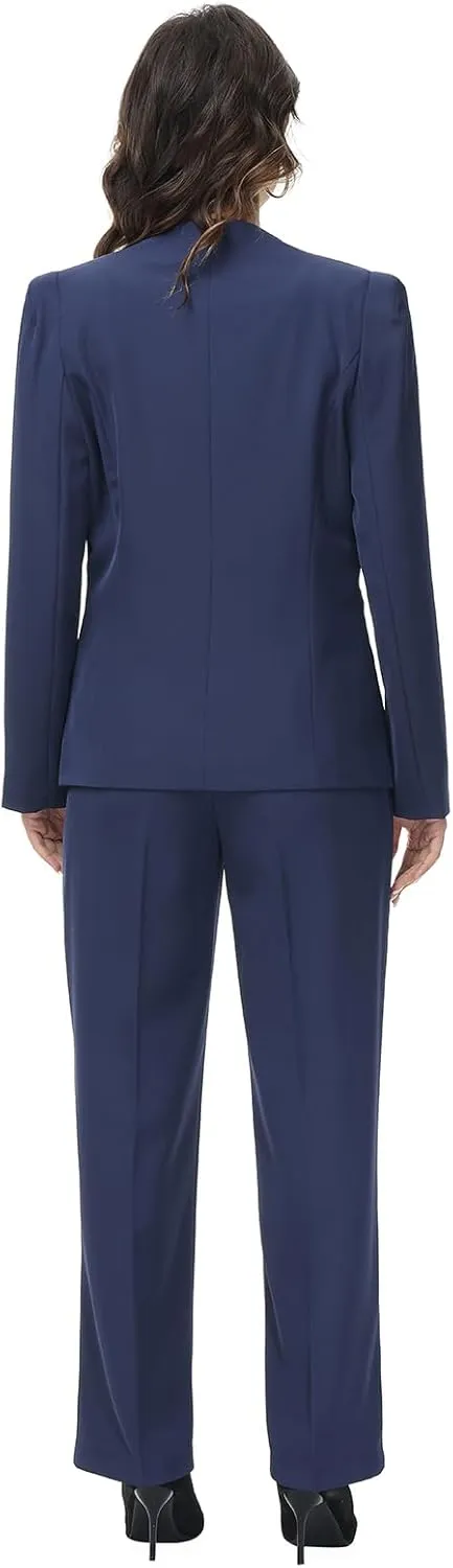 Lamgool Womens Pant Suit 2 Pieces Business Casual Outfits Lady's Blazer Jacket and Pants Set for Work