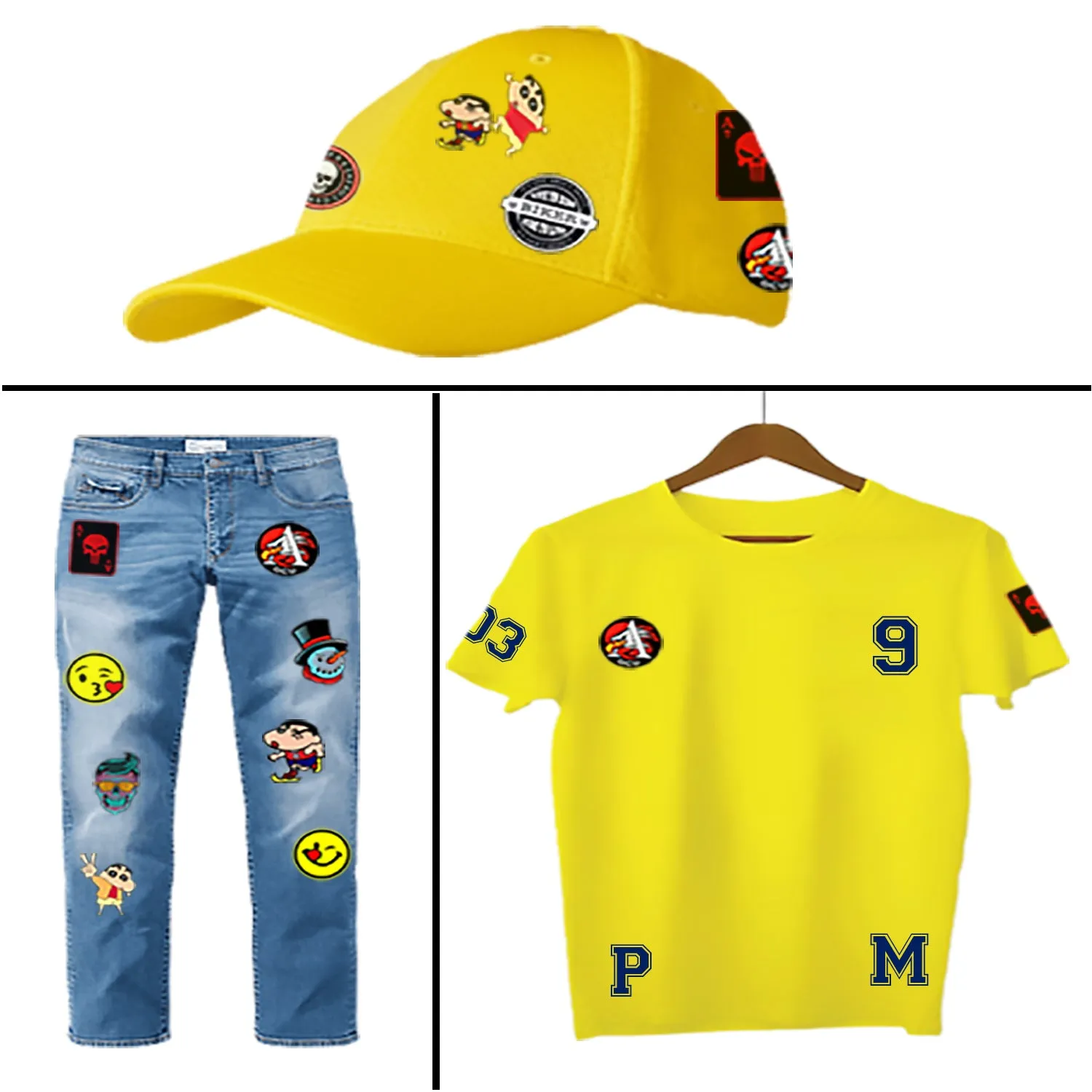 Lazychunks Printed Super Mario Characters Patches Combo Small for Clothes Jackets Pants Jeans Bags Multicolour Different Iron Patches.Pack of 10