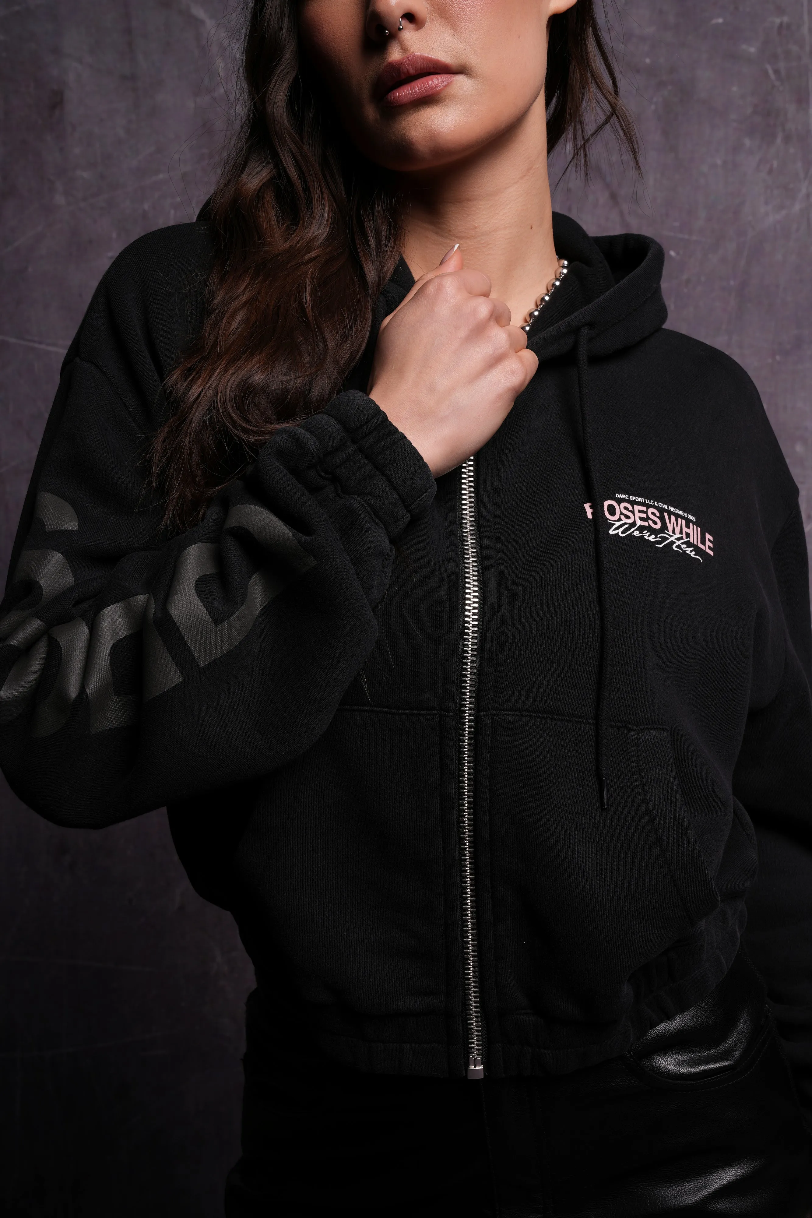 Life and Death "Chambers" (Cropped) Zip Hoodie in Black