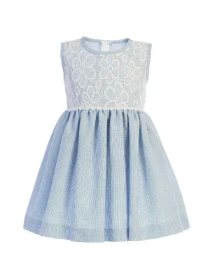 Little Girls Light Blue Lace Bodice Sleeveless Easter Dress 2T-7