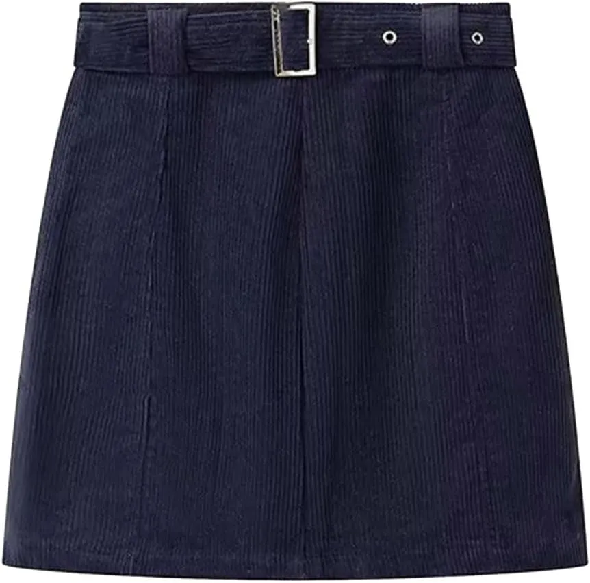 Lmdudan Womens Corduroy Mini Skirt Casual High Waist A-line Skirt 2025 Spring Summer Party Bodycon Short Pencil Skirts