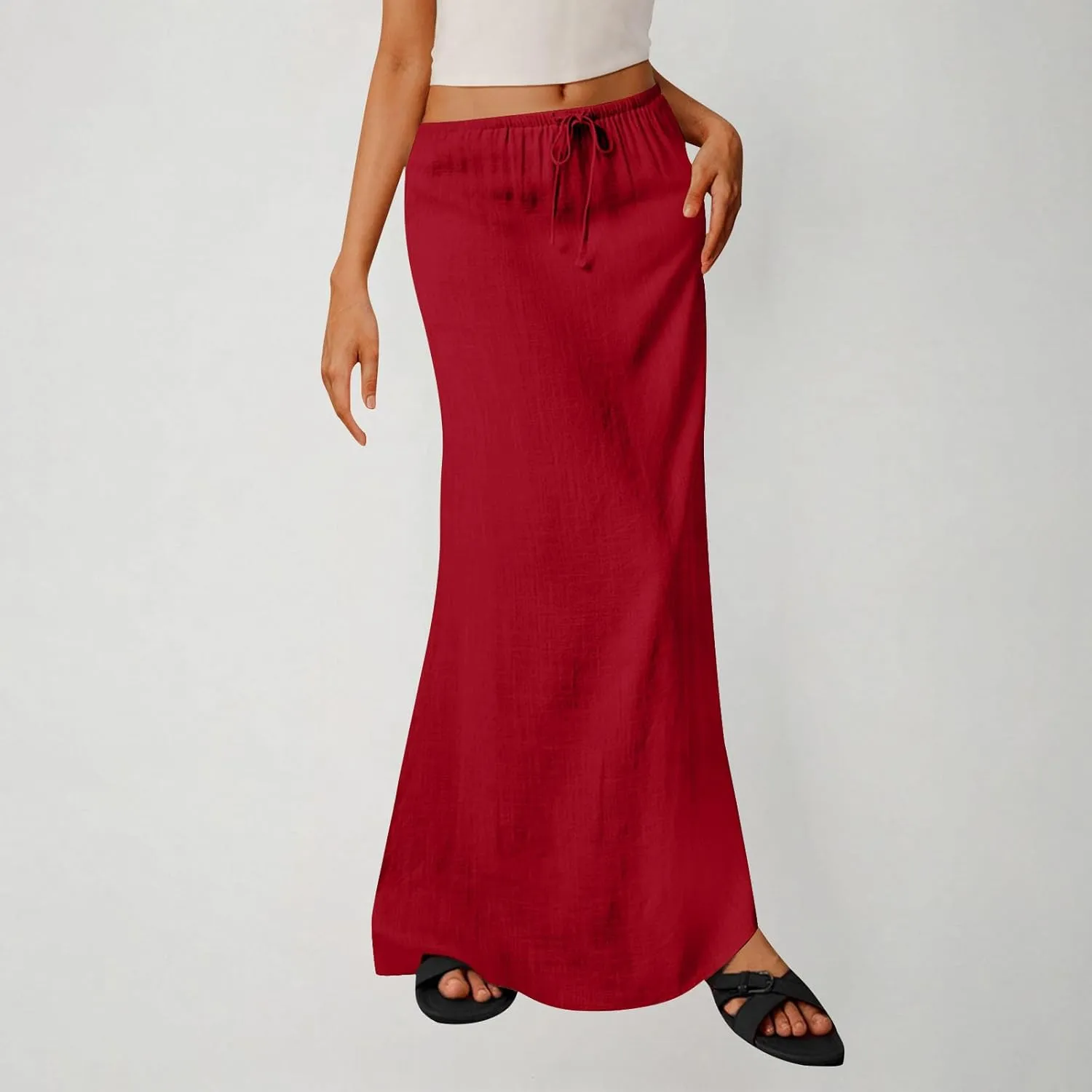 Long Skirts for Women Maxi Women's Trendy Summer 2025 Boho Linen Skirt Womens Vacation Dresses Casual