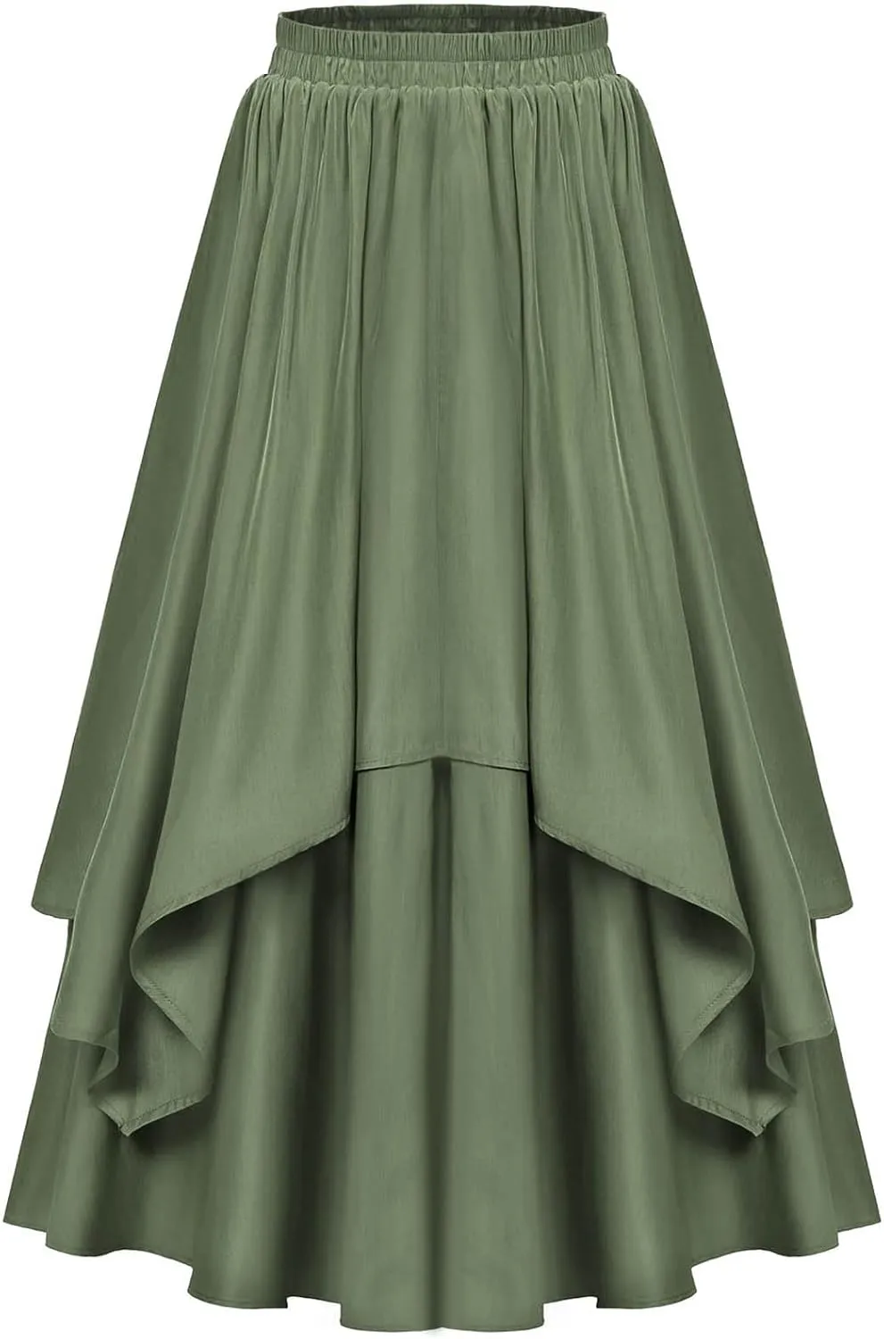 Maxi Skirts for Women High Waist Renaissance Double Layered Long Skirt Vintage Pleated Flowy Solid Summer Skirt