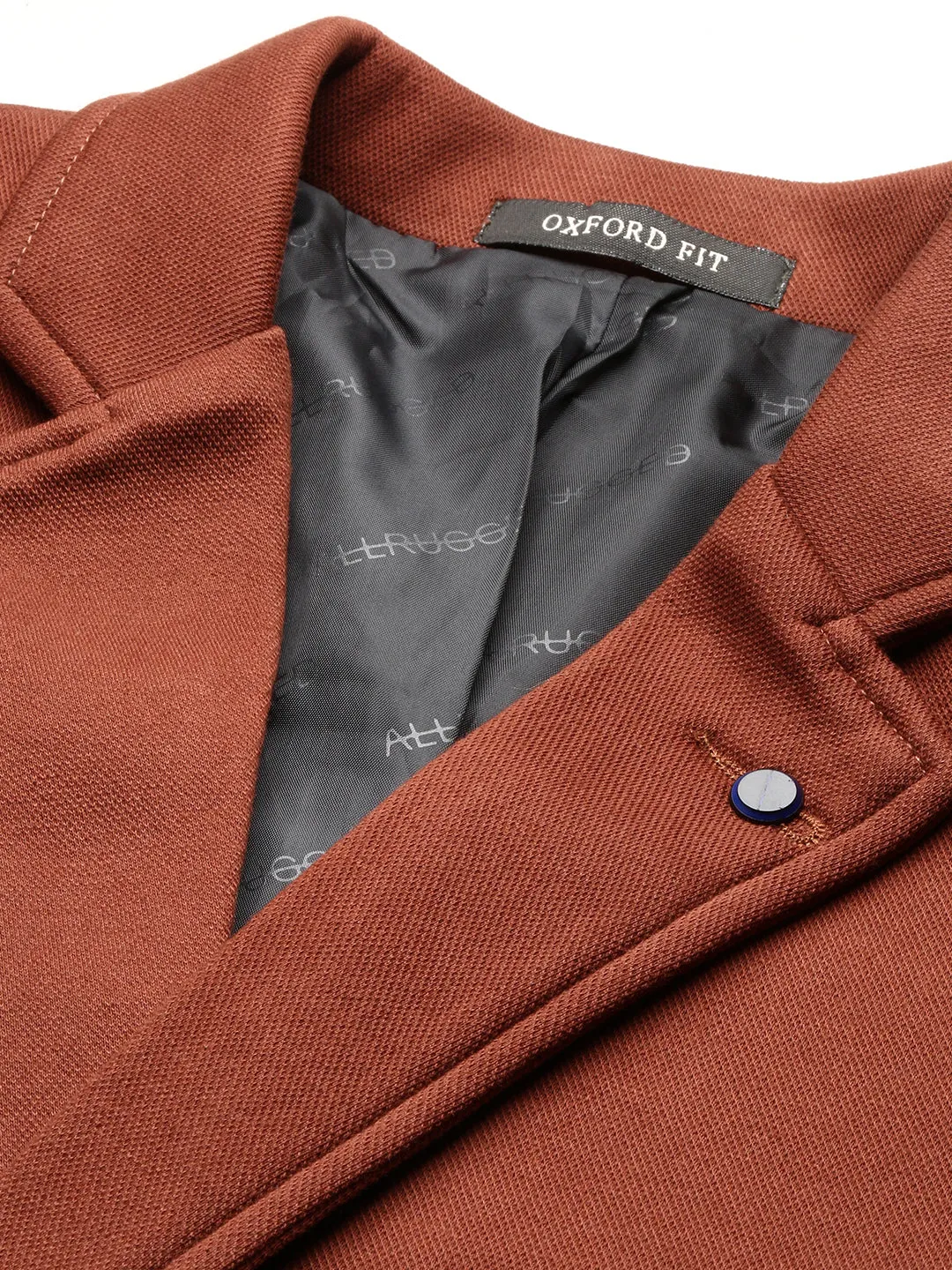 Men Brown Single-Breasted Slim-Fit Blazer