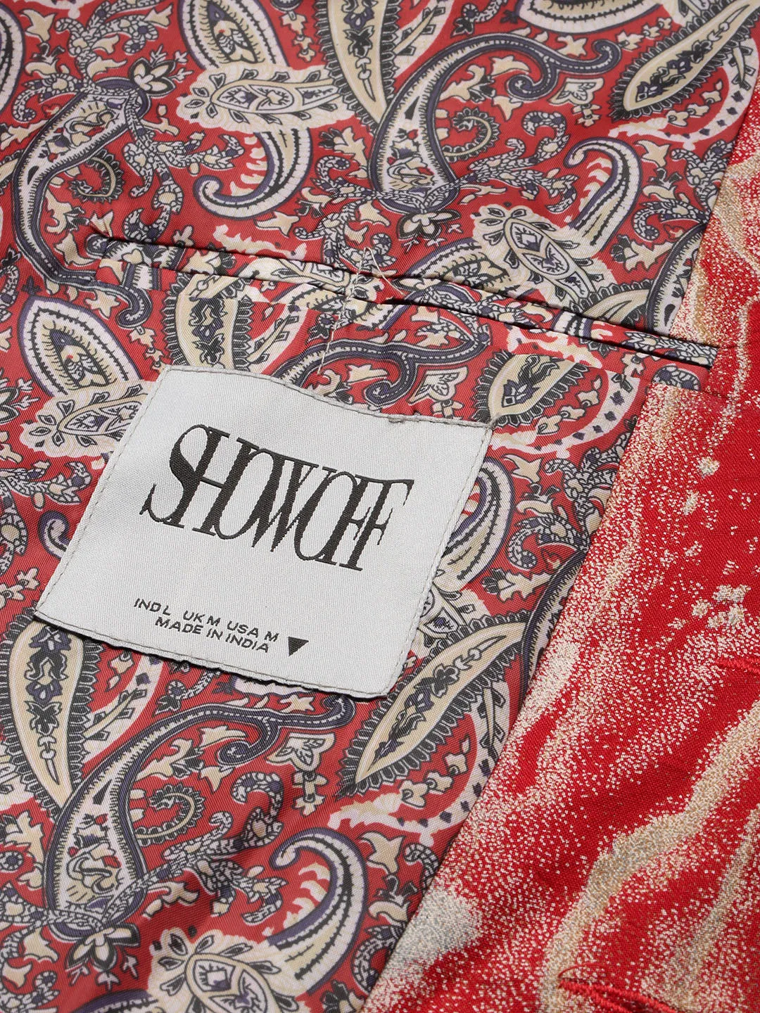 Men Maroon Printed Slim-Fit Single Breasted Blazer