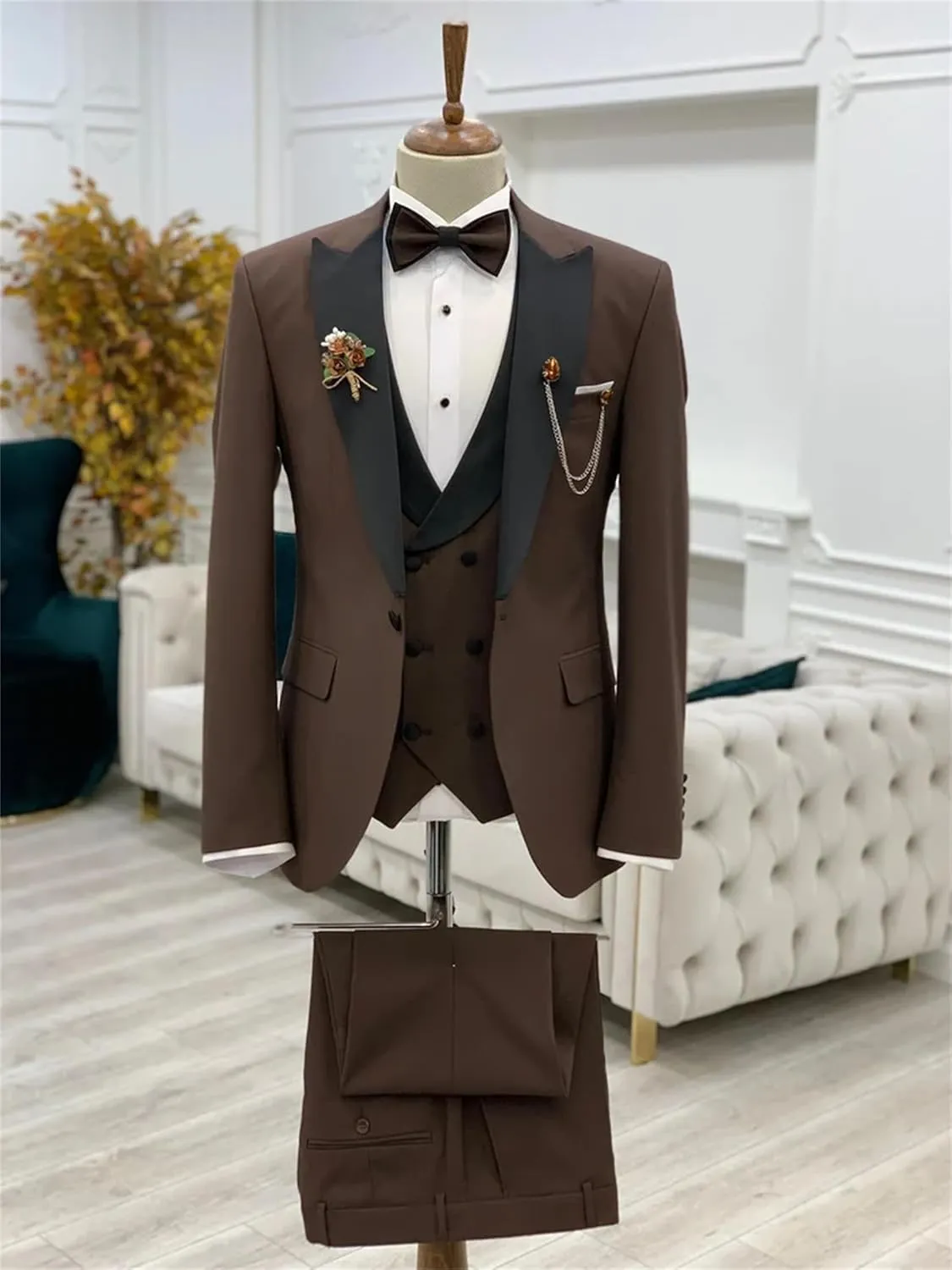 Men Suits Regular Fit 3 Piece Pant Suit Set Wedding Tuxedo Blazer Double Breasted Vest Prom Jacket Mens Formal Suits Outfits