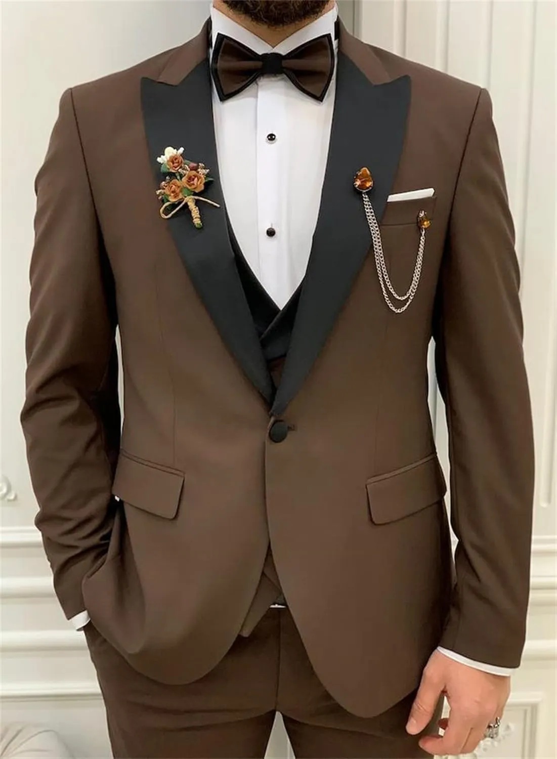 Men Suits Regular Fit 3 Piece Pant Suit Set Wedding Tuxedo Blazer Double Breasted Vest Prom Jacket Mens Formal Suits Outfits