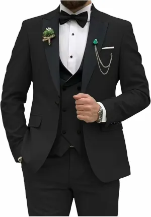 Men Suits Regular Fit 3 Piece Pant Suit Set Wedding Tuxedo Blazer Double Breasted Vest Prom Jacket Mens Formal Suits Outfits
