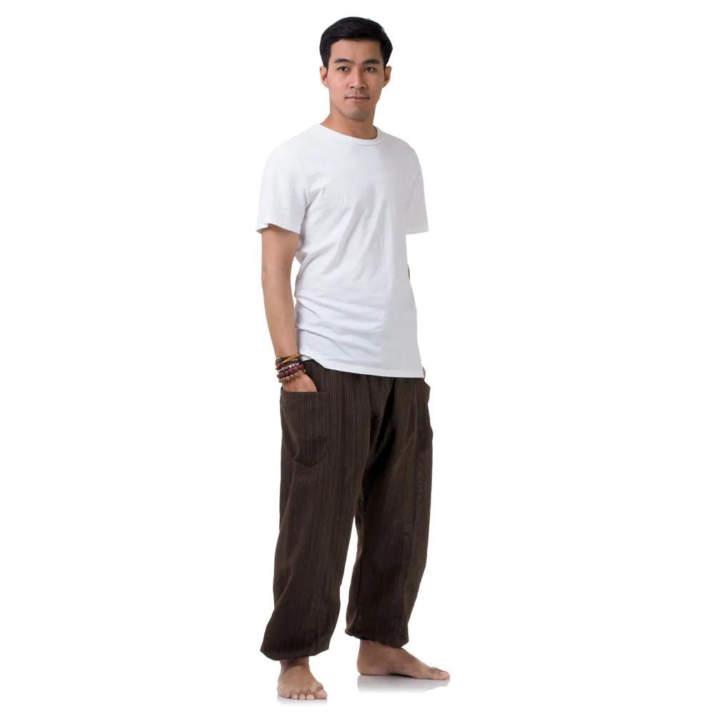 Men's Pinstripe Harem Pants Mahogany Brown