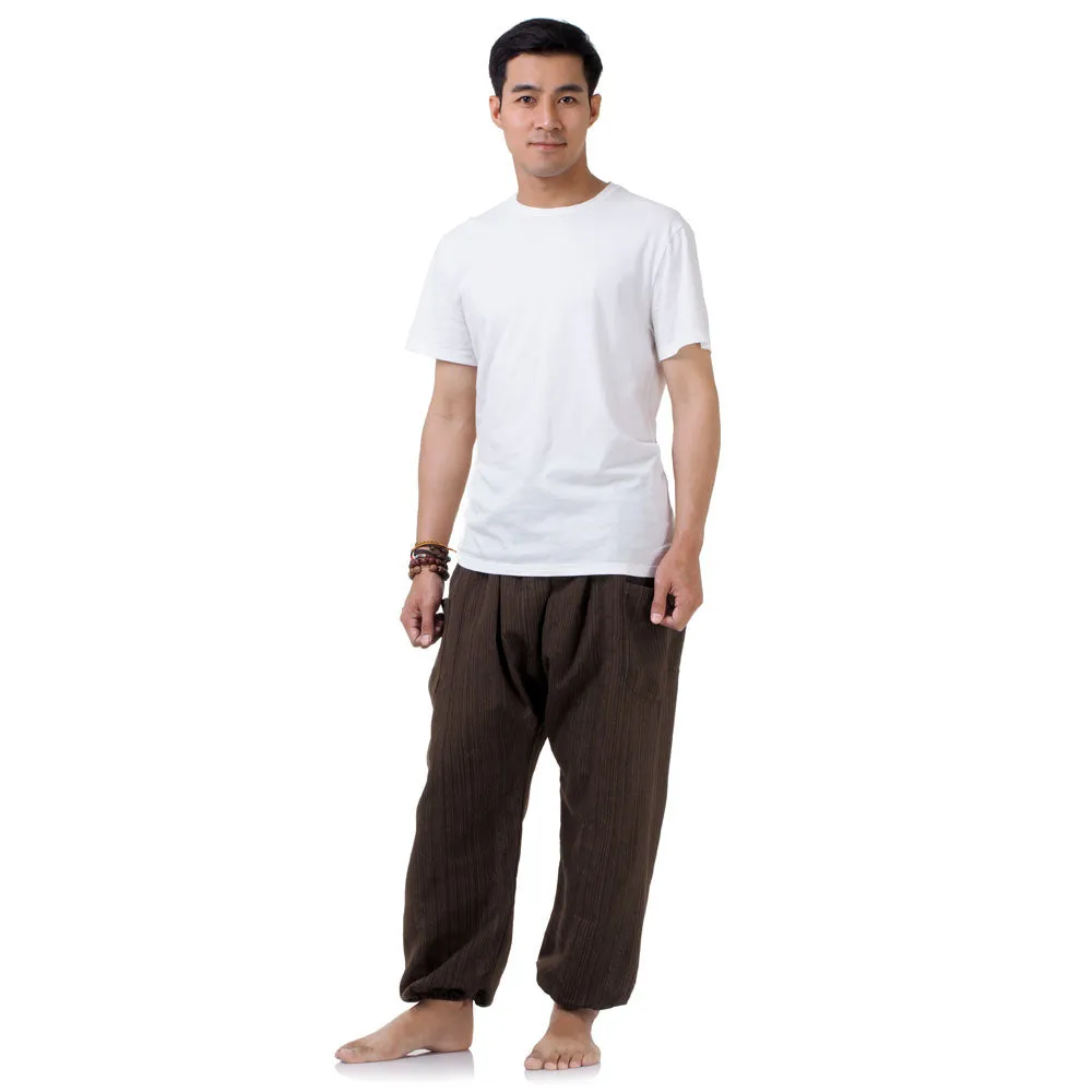 Men's Pinstripe Harem Pants Mahogany Brown