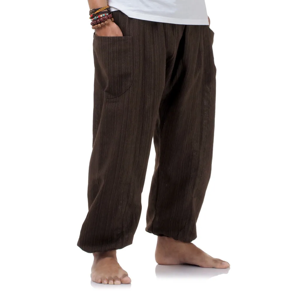 Men's Pinstripe Harem Pants Mahogany Brown